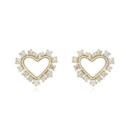 Open Baguette Heart Stud